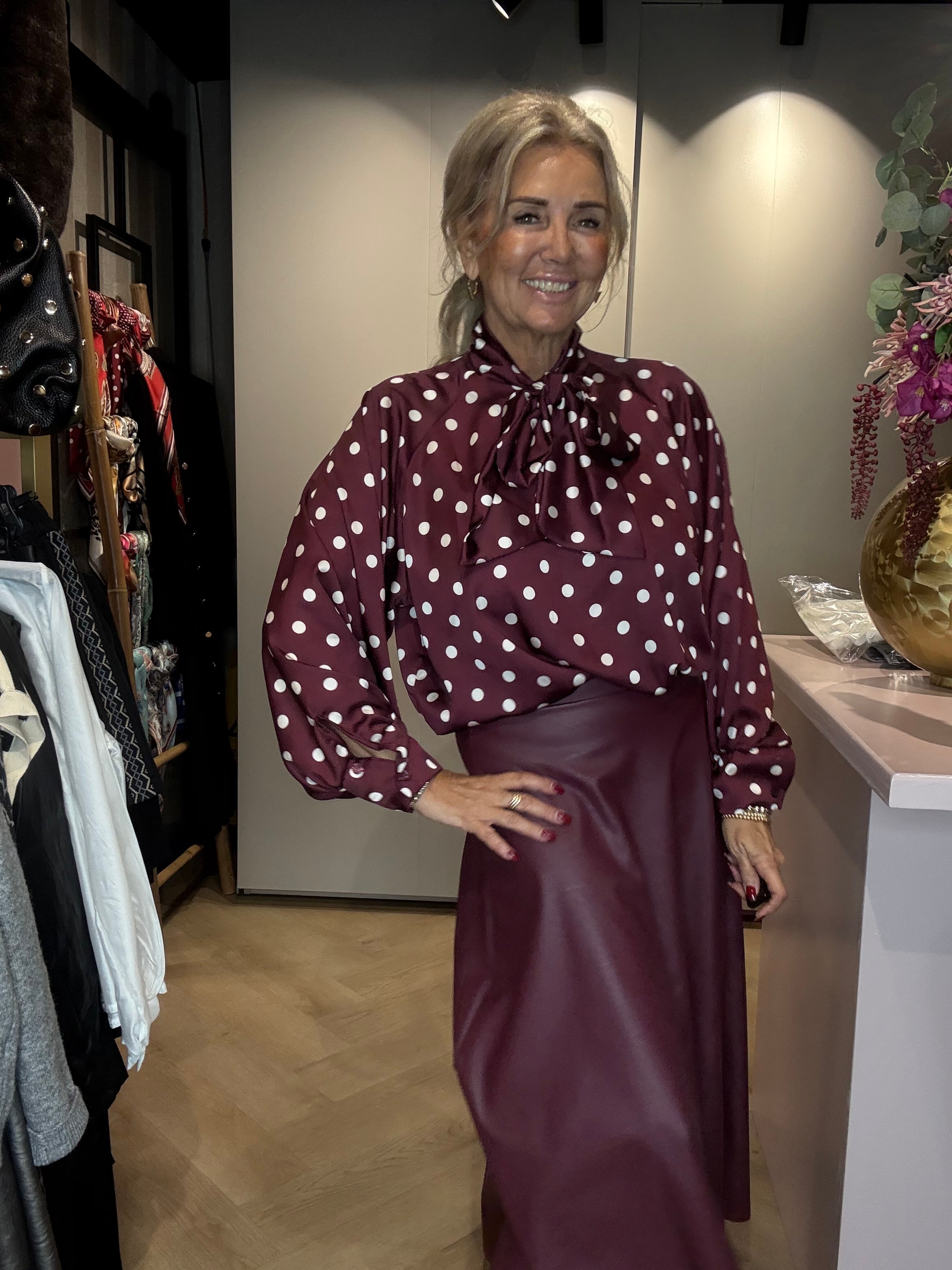 Blouse Polkadot Bordeaux